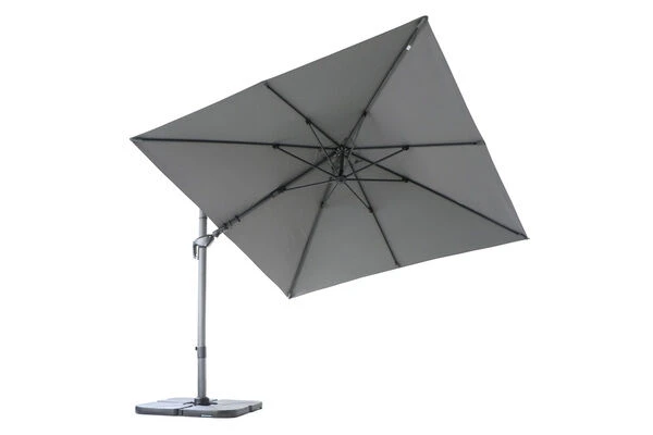 OUTFLEXX Ampelschirm, Anthrazit, Pulverbesch. Aluminium, 300x300 Cm, Inkl. Plattenständer, Twist-Funktion – Bild 14