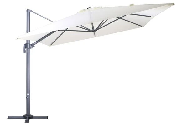 OUTFLEXX Ampelschirm, Anthrazit/creme, Pulverbesch. Aluminium, 400x300cm, Inkl. PlattenstĂ€nder â Bild 11