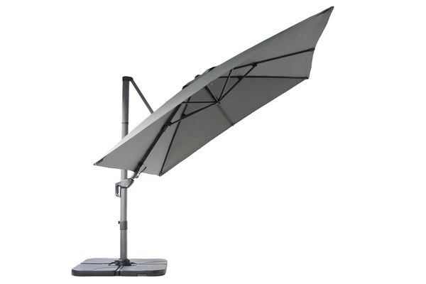 OUTFLEXX Ampelschirm, Anthrazit, Pulverbesch. Aluminium, 300x300 Cm, Inkl. Plattenständer, Twist-Funktion – Bild 15