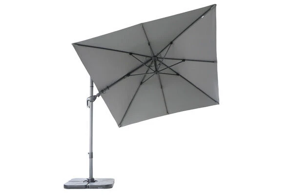 OUTFLEXX Ampelschirm, Anthrazit, Pulverbesch. Aluminium, 300x300 Cm, Inkl. Plattenständer, Twist-Funktion – Bild 16