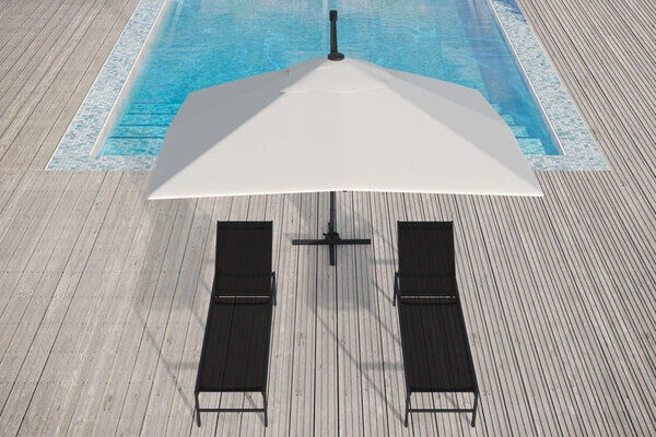 OUTFLEXX Ampelschirm, Creme, Pulverbesch. Aluminium, 300x300 Cm, Inkl. PlattenstĂ€nder, Twist-Funktion â Bild 6