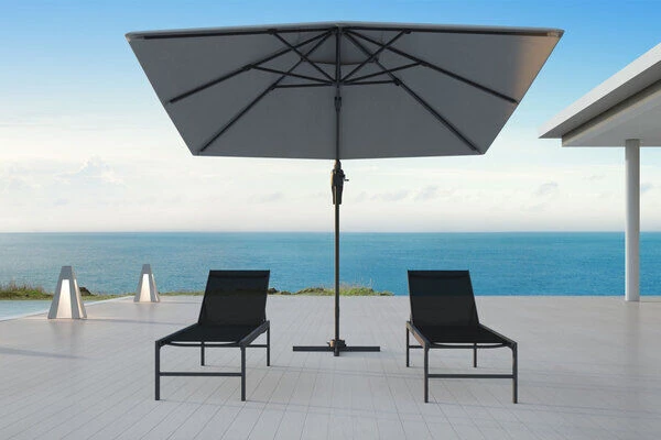 OUTFLEXX Ampelschirm, Anthrazit, Pulverbesch. Aluminium, 300x300 Cm, Inkl. Plattenständer, Twist-Funktion – Bild 3