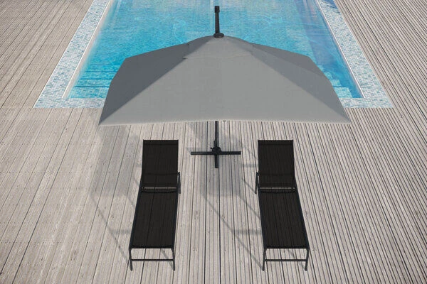 OUTFLEXX Ampelschirm, Anthrazit, Pulverbesch. Aluminium, 300x300 Cm, Inkl. Plattenständer, Twist-Funktion – Bild 6