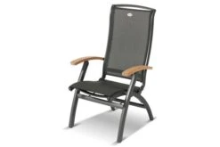 HARTMAN Da Vinci Multipositionssessel, Xerix/anthrazit, Alu/Textilene, Mit FSC-Teak-Armlehnen