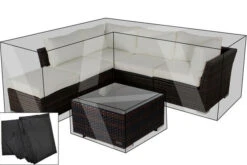 OUTFLEXX Premium Abdeckhauben Set Für Lounge: 7759-BOX-B (gestellt Als Ecklounge), Schwarz, Wasserbeständig