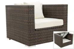 OUTFLEXX Sessel, Braun Marmoriert, Polyrattan, 90 X 85 X 70 Cm, Wasserfeste Kissenbox