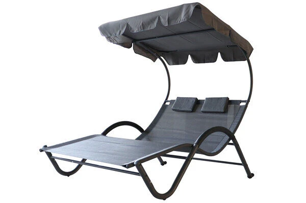 OUTFLEXX Doppelliege, Anthrazit, Polyester/Stahl Pulverbeschichtet, 205x138x34cm, Inkl. Nackenkissen, Rollbar – Bild 3