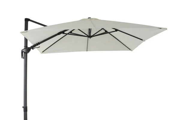 OUTFLEXX Ampelschirm, Creme, Pulverbesch. Aluminium, 300x300 Cm, Inkl. PlattenstÀnder, Twist-Funktion