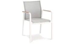 BEST Paros Stapelsessel, Weiß/grau, Alu/Ergotex/Teak, 56 X 64 X 85 Cm