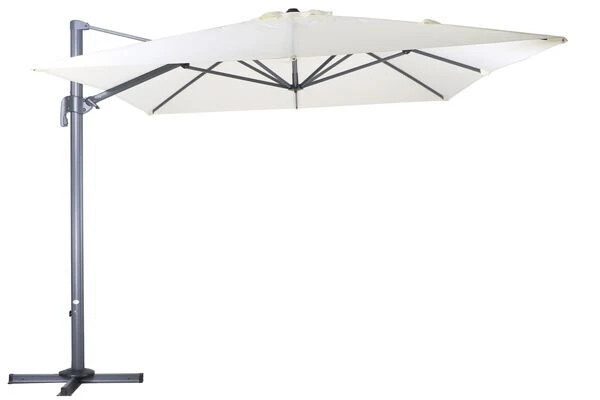 OUTFLEXX Ampelschirm, Anthrazit/creme, Pulverbesch. Aluminium, 400x300cm, Inkl. PlattenstÀnder