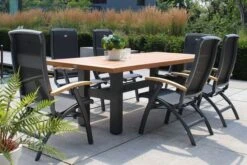 HARTMAN Sondermodell Yasmani/Da Vinci Esstischgruppe, Xerix, Alu/Teakholz, 240x100cm, 6 Multipositionssessel