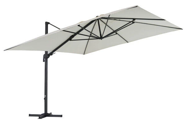 OUTFLEXX Ampelschirm, Anthrazit/creme, Alu/Polyester, 350x350cm, Inkl. Plattenständer