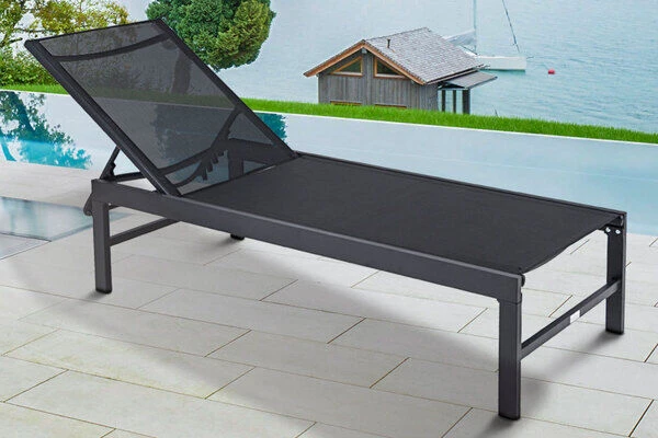OUTFLEXX Liege, Anthrazit Matt/schwarz, Alu/Textilene, 190x62x34cm, Rückenlehne Verstellbar – Bild 11