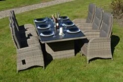 Ploß Rabida Dining Set, Champagner-meliert, Polyrattan, Tisch 220 X 100 Cm, 6 Sessel
