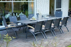 HARTMAN Sondermodell Xanadu / Da Vinci Sitzgruppe, Xerix/anthrazit, Alu/Glaskeramik, 8 Diningsessel, 2 Multipos, 220/280x100cm