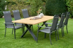 HARTMAN Xanadu / Alice Comfort Sitzgruppe, Xerix/anthrazit, Alu/Teakholz, 6 Stapelsessel, 220x100cm