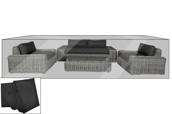 OUTFLEXX Premium Abdeckhaube Für Lounge, Z.B. 20789 / 20906, 440x230x70cm, Wasserbeständig, Schwarz