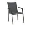 STERN New Top Stapelsessel, Silber/karbon, Edelstahl/Textil/Aluminiumarmlehnen, 63x57x90 Cm, Stapelbar