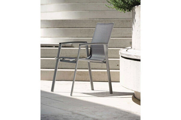 STERN New Top Stapelsessel, Graphit/silbergrau, Aluminium/Textil, 65x57x89 Cm, Pulverbeschichtet, Stapelbar – Bild 2