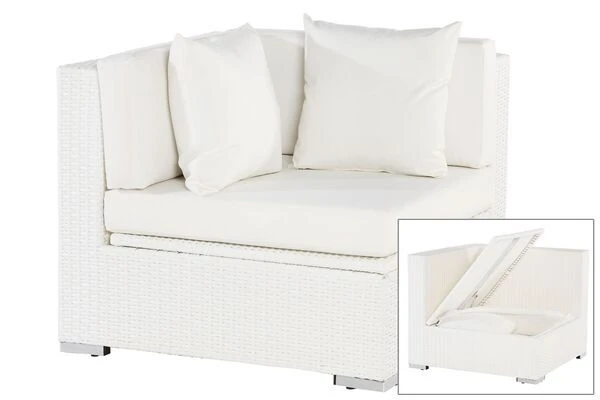 OUTFLEXX Eckelement, Weiß, Polyrattan, Inkl. Polster Und Kissen, Wasserfeste Kissenbox