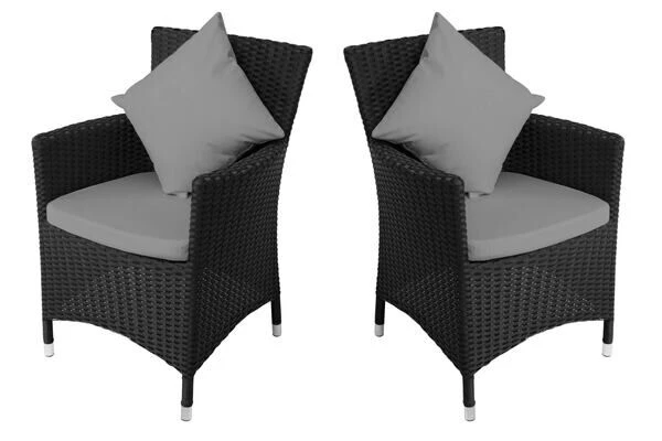 OUTFLEXX 2er Set Sessel, Schwarz, Polyrattan Inkl. Kissen Und Polster