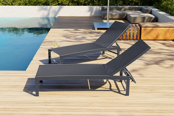 OUTFLEXX Liege, Anthrazit Matt/schwarz, Alu/Textilene, 190x62x34cm, Rückenlehne Verstellbar – Bild 13