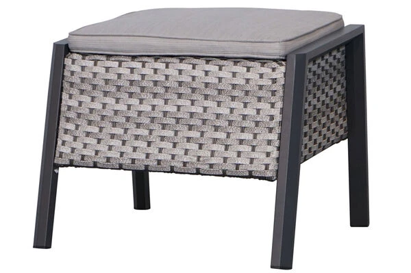 Ploß Louvra 2 Design-Fußhocker, Natur-anthrazit, Polyrattan, 59x55x46cm, Inkl. Polster – Bild 2