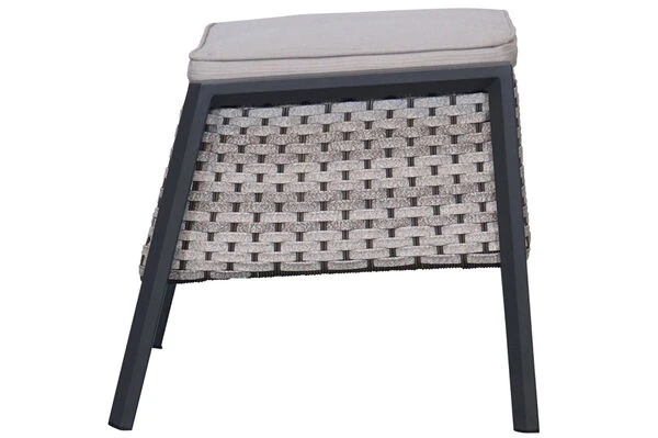 Ploß Louvra 2 Design-Fußhocker, Natur-anthrazit, Polyrattan, 59x55x46cm, Inkl. Polster – Bild 3