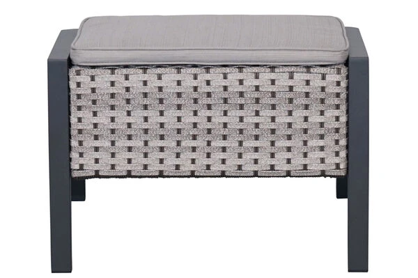 Ploß Louvra 2 Design-Fußhocker, Natur-anthrazit, Polyrattan, 59x55x46cm, Inkl. Polster – Bild 4