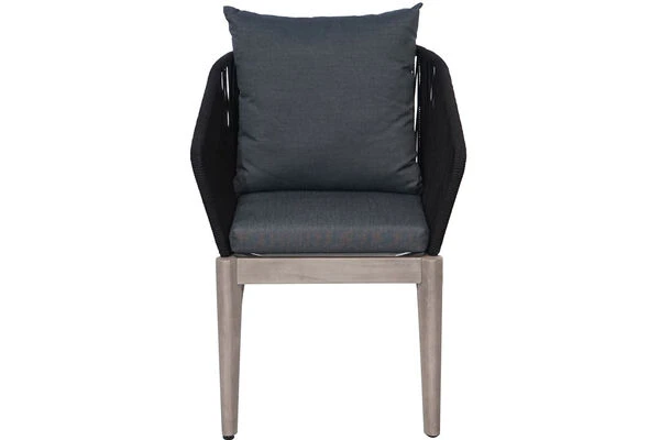 Ploß Arendal Diningsessel, Schwarz/grau, Rope/FSC-Akazie, 58,5x61,5x87cm, Inkl. Polster – Bild 3