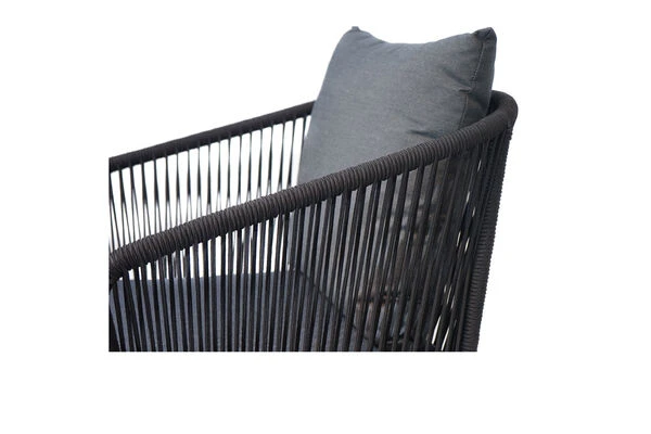 Ploß Arendal Diningsessel, Schwarz/grau, Rope/FSC-Akazie, 58,5x61,5x87cm, Inkl. Polster – Bild 8