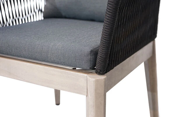 Ploß Arendal Diningsessel, Schwarz/grau, Rope/FSC-Akazie, 58,5x61,5x87cm, Inkl. Polster – Bild 9