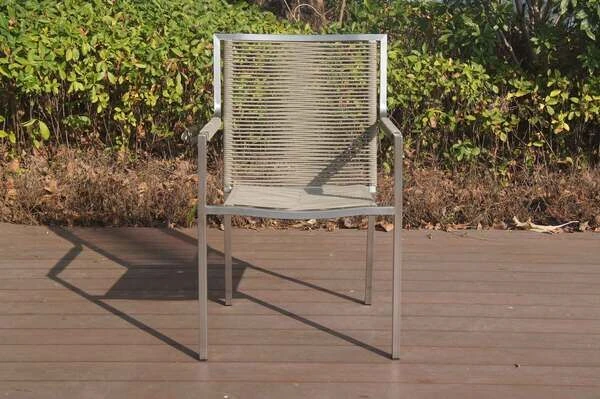 OUTFLEXX Stapelsessel, Grau, Edelstahl / Rope, 63x57x91 Cm – Bild 3