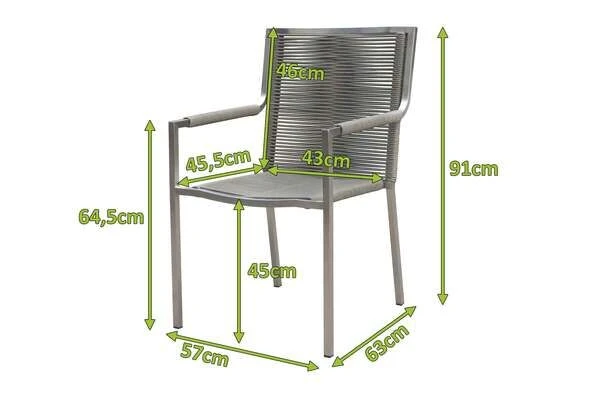 OUTFLEXX Stapelsessel, Grau, Edelstahl / Rope, 63x57x91 Cm – Bild 5