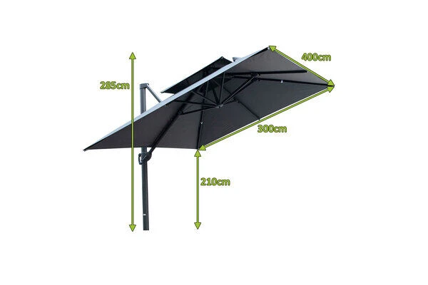 OUTFLEXX Ampelschirm, Anthrazit, Aluminium/Polyester, 300x400cm, Rechteckig – Bild 5