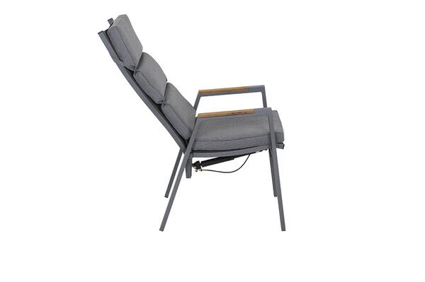 SIENA GARDEN Savona/Kingston Esstischgarnitur, Matt Graphit/grau/slate Look, Alu/Teak/Keramik/Texfabric, Tisch 220/340x108 Cm, 10 Stapelsessel – Bild 6