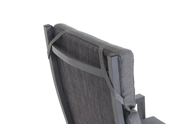 SIENA GARDEN Savona/Kingston Esstischgarnitur, Matt Graphit/grau/slate Look, Alu/Teak/Keramik/Texfabric, Tisch 220/340x108 Cm, 10 Stapelsessel – Bild 8