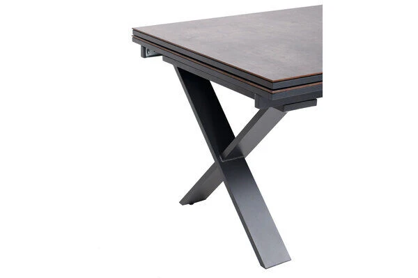 OUTFLEXX Esstischgarnitur, OUTFLEXX® Anthrazit Matt, Alu / HPL / Textil, Tisch 180/280x100cm, 4 Stapelsessel, 2 Multipo – Bild 12