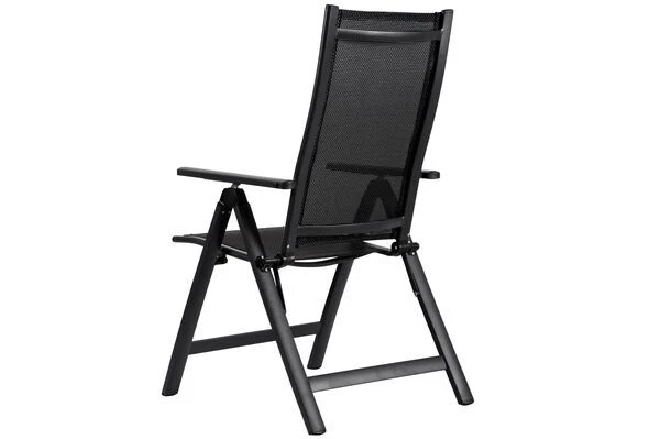 OUTFLEXX Esstischgarnitur, OUTFLEXX® Anthrazit Matt, Alu / HPL / Textil, Tisch 180/280x100cm, 4 Stapelsessel, 2 Multipo – Bild 15