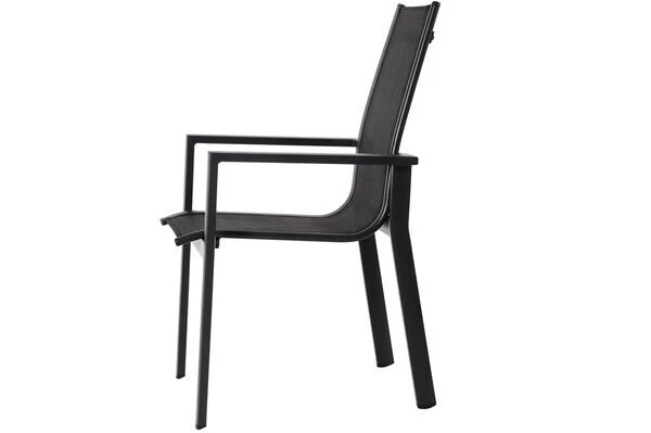 OUTFLEXX Esstischgarnitur, OUTFLEXX® Anthrazit Matt, Alu / HPL / Textil, Tisch 180/280x100cm, 4 Stapelsessel, 2 Multipo – Bild 20