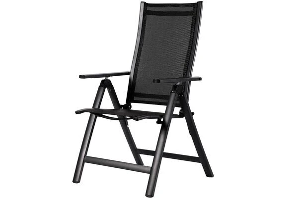 OUTFLEXX Esstischgarnitur, OUTFLEXX® Anthrazit Matt, Alu / HPL / Textil, Tisch 180/280x100cm, 4 Stapelsessel, 2 Multipo – Bild 3