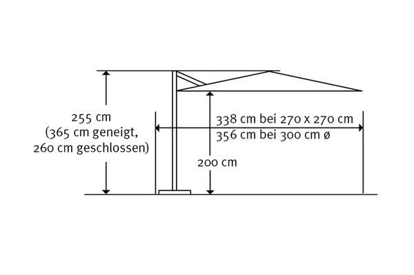 Schneider® SCHNEIDER Rhodos Eco Twist Ampelschirm, Grau, 270x270 Cm, Quadratisch – Bild 5