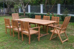 OUTFLEXX Sitzgruppe, Natur, Akazie, Ausziehtisch 150/200 X 90 Cm, 2 Multipo, 6 Armlehnensessel