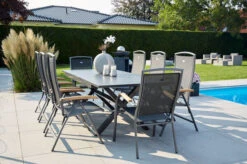 HARTMAN Xanadu / Raffaelo Sitzgruppe, Xerix/natur, Alu/Teak/Glaskeramik, 2 Dining Sessel, 6 Multipo, 160/220x100cm, FSC-Teak Armlehnen