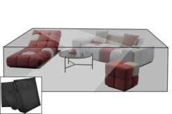 OUTFLEXX Premium Abdeckhaube Für Loungesets, Schwarz, Z.B. 23399, 215 X 160 X 52 Cm, Wasserbeständig, Integriertes Zugband