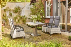 SIENA GARDEN Corido/Bellani Dining Set, Anthrazit/grau, Keramik/Geflecht/Alu, 140 X 85 X 50-72cm, Inkl. 4 Diningsessel