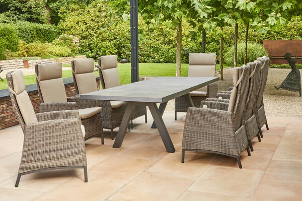 SIENA GARDEN Tirana/Amira Dining Set, Anthrazit/grau, Alu/Gardino®-Geflecht/Keramik, 205-265 X 103 X 76 Cm, Inkl. 8 Diningsessel, Verstellbar – Bild 18
