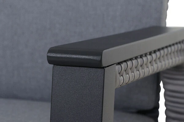 SIENA GARDEN Tirana/Solea Dining Set, Anthrazit/blau, Keramik/Gardino®-Geflecht/Alu, 205-265 X 103 X 76 Cm, Inkl. 6 Diningsessel, Stufenlos Verstellbar – Bild 8