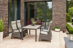 SIENA GARDEN Silva/Corido Dining Set, Anthrazit/grau, Alu/Gardino®-Geflecht/Keramik, 140 X 90cm, Inkl. 4 Diningsessel