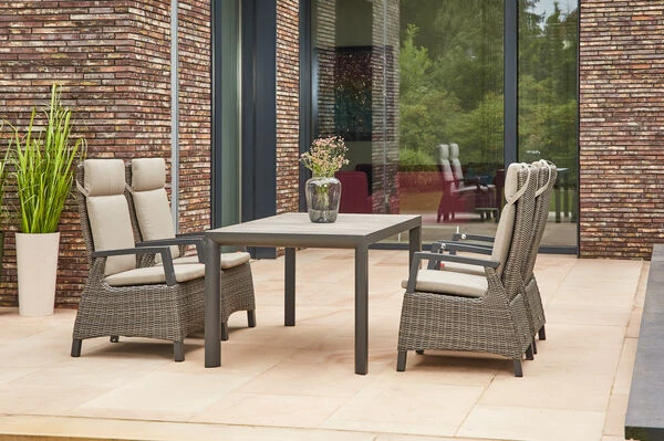 SIENA GARDEN Silva/Corido Dining Set, Anthrazit/grau, Alu/Gardino®-Geflecht/Keramik, 160 X 90cm, Inkl. 4 Diningsessel